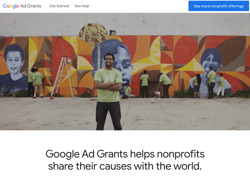 (alt-text: A screenshot of the Google Ads Grant program home page.) 