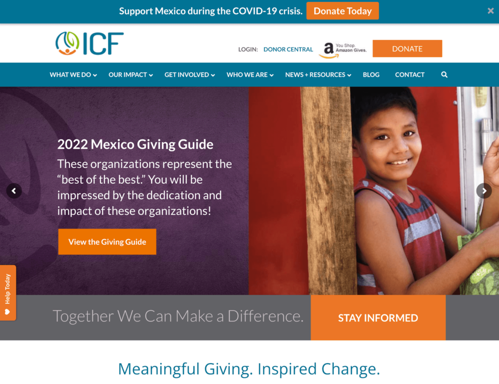 International Community Foundation uses nonprofit website design to inspire supporters.