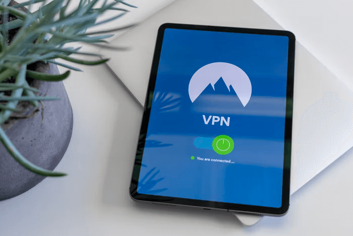 A VPN lock screen on an ipad protects nonprofits from cyber attacks.