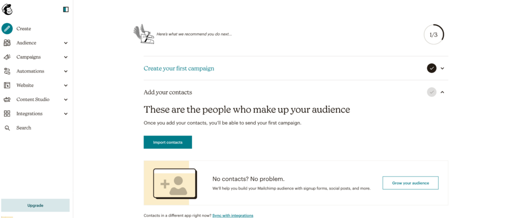 A look at the Mailchimp for nonprofits dashboard
