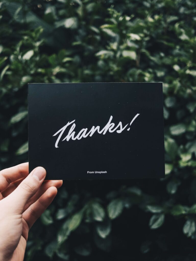A handwritten thank you note to a donor from a nonprofit works as a personalized donation experience.