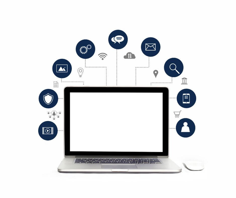 A mockup image of a laptop showcasing nonprofit digital transformation