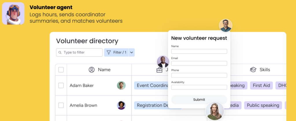 ai agent for volunteer management